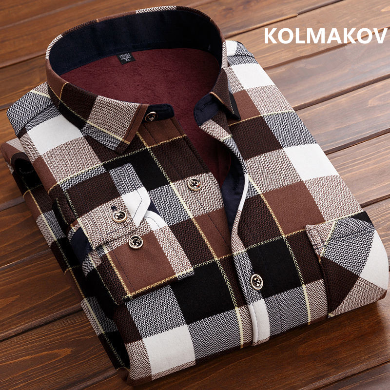Flannel Shirt Lined - Camisas masculinas listradas de manga comprida,