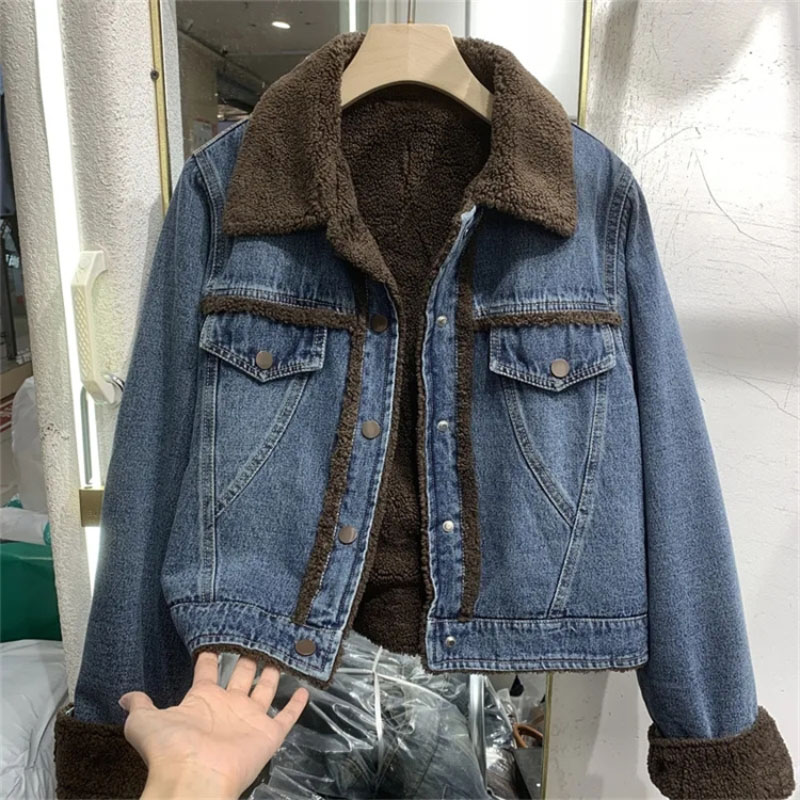 Down Jacket Packable - Casaco denim espesso de inverno feminino,