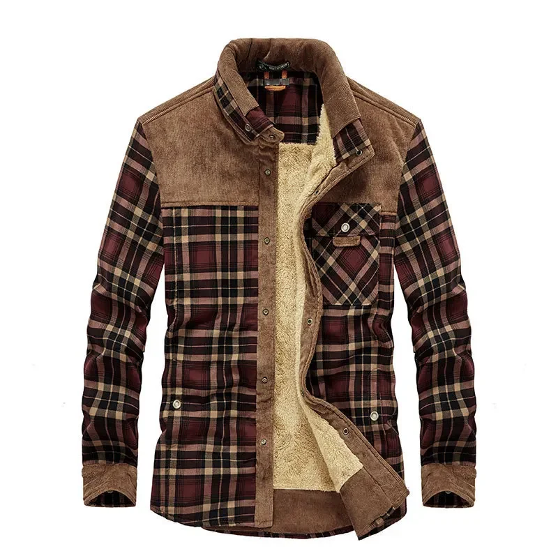 Flannel Shirt Lined - Homens camisas xadrez jaquetas de inverno