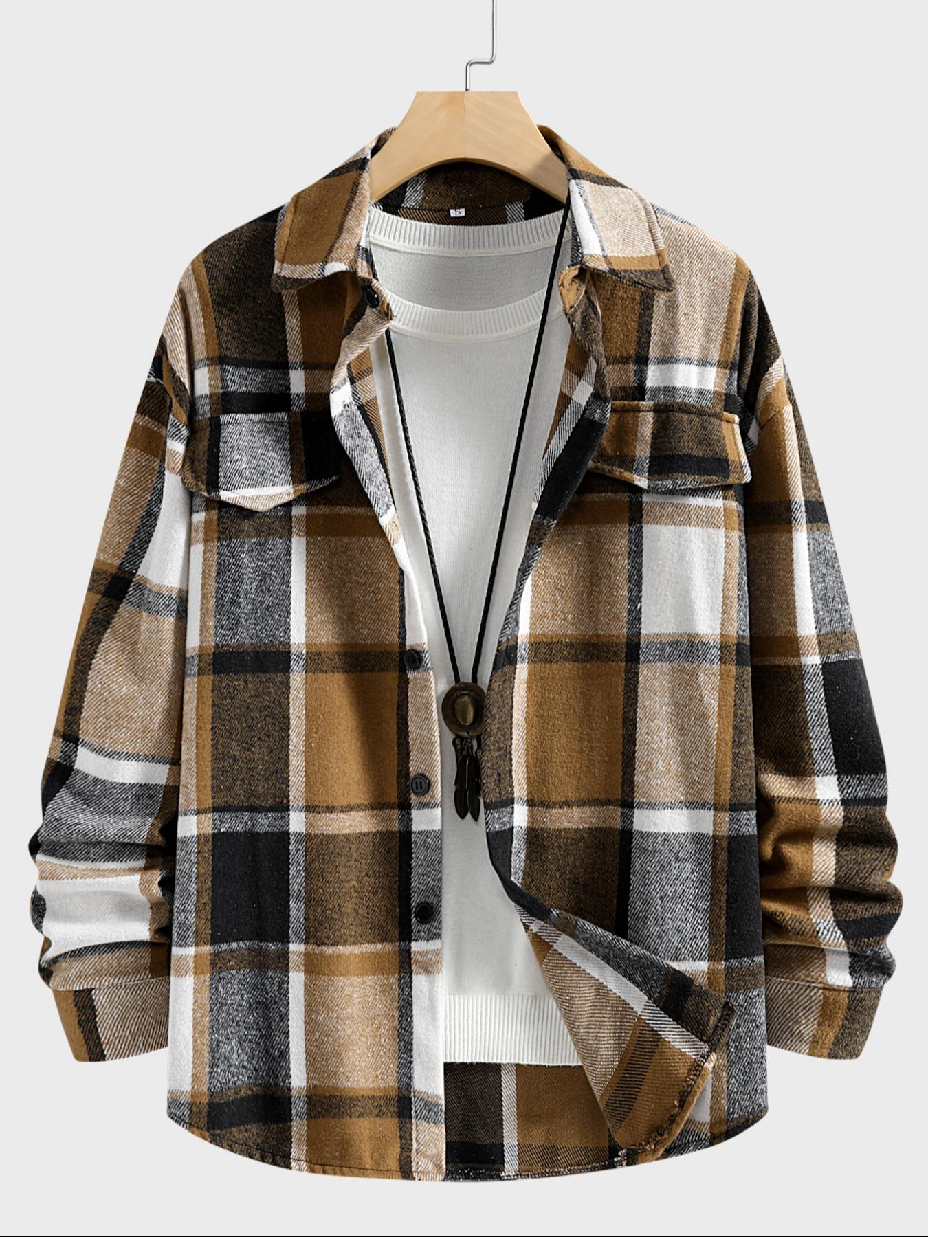 Camisa xadrez retrô masculina  - Flannel Shirt Lined avaliação e preço