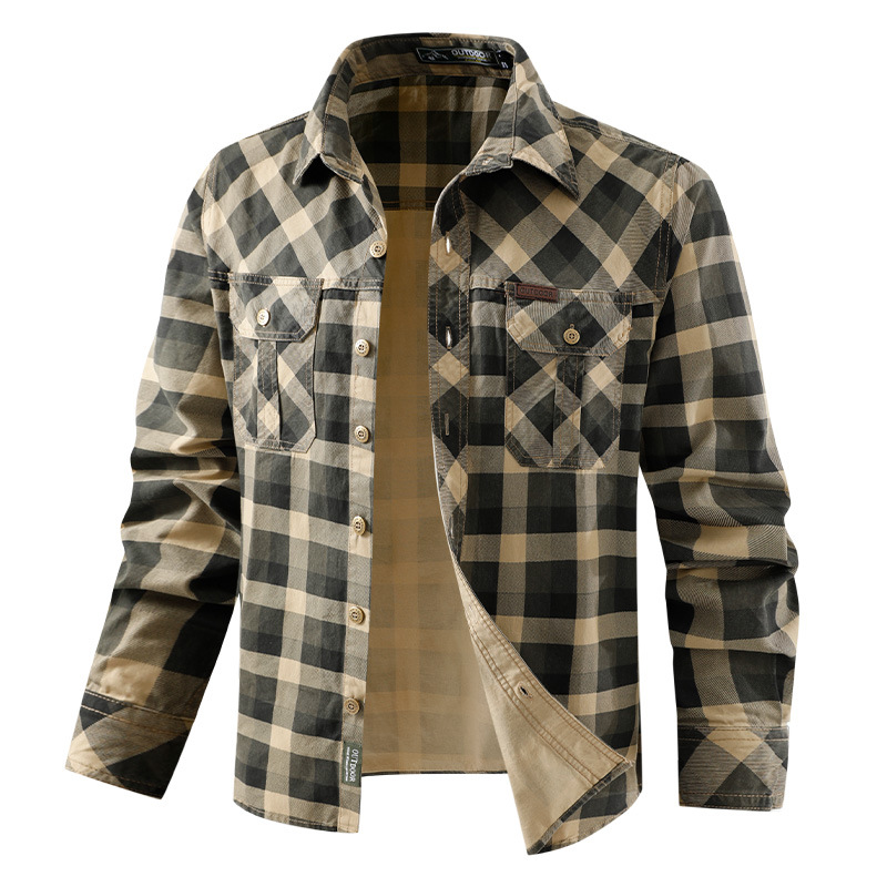Camisa xadrez masculina retrô  - Flannel Shirt Lined avaliação e preço